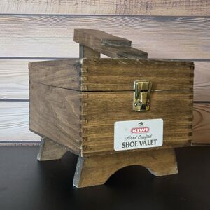 Vintage KIWI Hand Crafted Shoe Valet Wooden Shoe Shine Box Kit